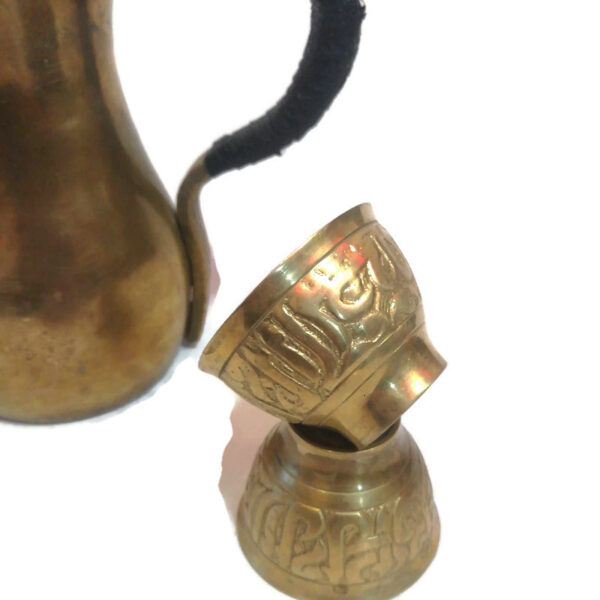 ⁦Antique Arabic Islamic Dallah Coffee Pot Bedouin Copper Middle East 2 cup coffee⁩ - الصورة ⁦11⁩