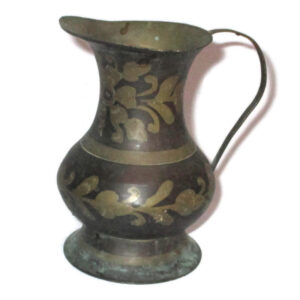 Vintage Copper Brass Water Jug Handle Ornate Etched Teapot Pitcher