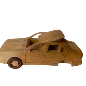 Antique Carved Wooden Folk Art Car Sculpture Painted Convertible Mercedes RARE