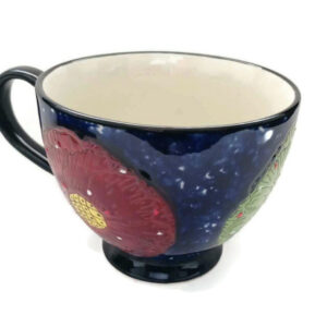 Large Creative Cup Carved Hand-Painted Floral Pattern Ceramic Mugs Coffee