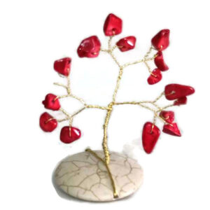 Handmade Tree Made  Wire Stone Base  Fruits Made  Red Stones Figurine HOME DECOR