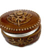⁦Vintage Round Trinket Ring Lidded Box Carved Floral Ceramic⁩ - الصورة ⁦7⁩